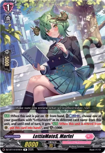 LettiaMateS, Marfel (DZ-BT14/070EN), DZ-BT14: Envoys of the Crimson Moon — Vanguard card price