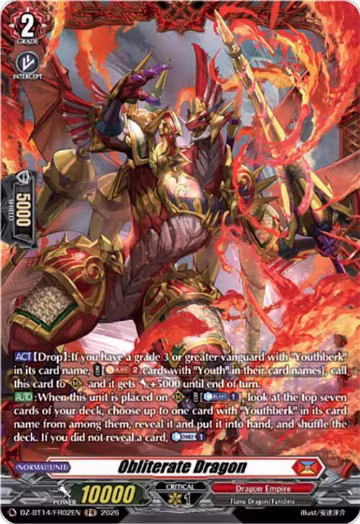 Obliterate Dragon (FR) (DZ-BT14/FR02EN), DZ-BT14: Envoys of the Crimson Moon — Vanguard card price