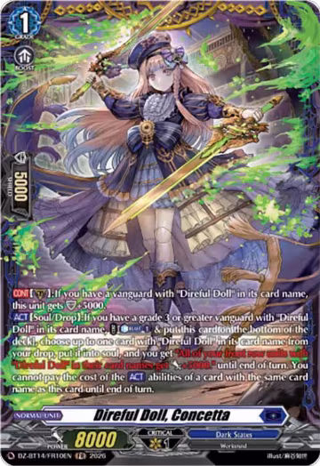 Direful Doll, Concetta (FR) (DZ-BT14/FR10EN), DZ-BT14: Envoys of the Crimson Moon — Vanguard card price