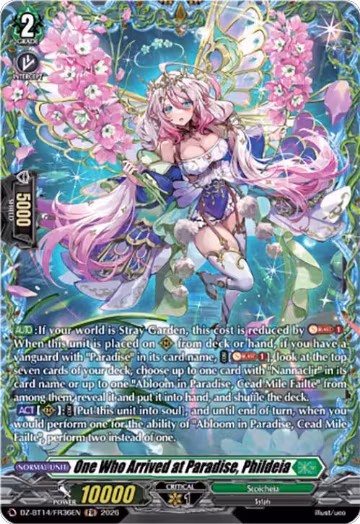 One Who Arrived at Paradise, Phildeia (FR) (DZ-BT14/FR36EN), DZ-BT14: Envoys of the Crimson Moon — Vanguard card price