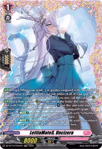 LettiaMateS, Uncizera (FR) (DZ-BT14/FR44EN), DZ-BT14: Envoys of the Crimson Moon — Vanguard card price