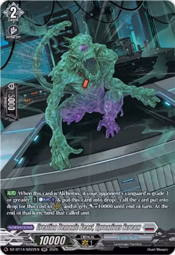 Creation Demonic Beast, Uproarious Scream (SR) (DZ-BT14/SR22EN), DZ-BT14: Envoys of the Crimson Moon — Vanguard card price