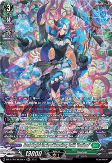 Great Magick Caster of Transitory, Zerith "Fantome" (SR) (DZ-BT14/SR32EN), DZ-BT14: Envoys of the Crimson Moon — Vanguard card price