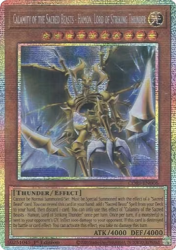 Calamity of the Sacred Beasts - Hamon, Lord of Striking Thunder (Starlight Rare) (CORI-EN006), Chaos Origins — Yu-Gi-Oh! card price