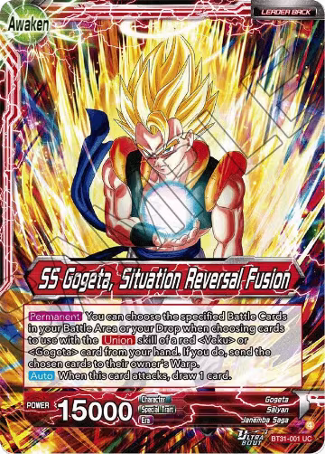 Son Goku & Vegeta // SS Gogeta, Situation Reversal Fusion (BT31-001), Impact Beyond Dimensions — DB Super card price