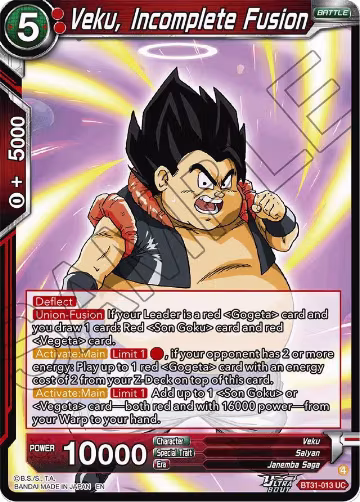 Veku, Incomplete Fusion (BT31-013), Impact Beyond Dimensions — DB Super card price