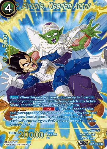 Piccolo, Wooden Actor (SPR) (BT31-032), Impact Beyond Dimensions — DB Super card price