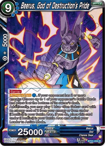 Beerus, God of Destruction's Pride (BT31-033), Impact Beyond Dimensions — DB Super card price