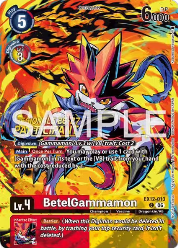 BetelGammamon (Regionals 26-27 Season 2 Participant) (EX12-013 C), Digital World Shambala — Digimon card price