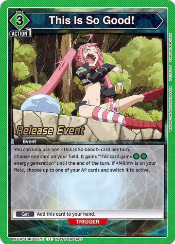 This Is So Good! (UEPR/TSK-2-073), That Time I Got Reincarnated as a Slime Release Event Cards — Union Arena card price