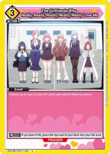 The Girlfriends Who Really, Really, Really, Really, Really Love Me (041) (UE21BT/RLY-1-041), The 100 Girlfriends Who Really, Really, Really, Really, REALLY Love You — Union Arena card price