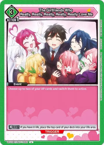 The Girlfriends Who Really, Really, Really, Really, Really Love Me (082) (UE21BT/RLY-1-082), The 100 Girlfriends Who Really, Really, Really, Really, REALLY Love You — Union Arena card price