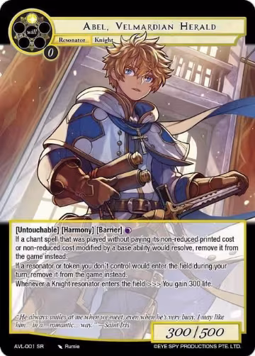 Abel, Velmardian Herald (AVL-001 SR), Attack on Velmardia — Force of Will card price