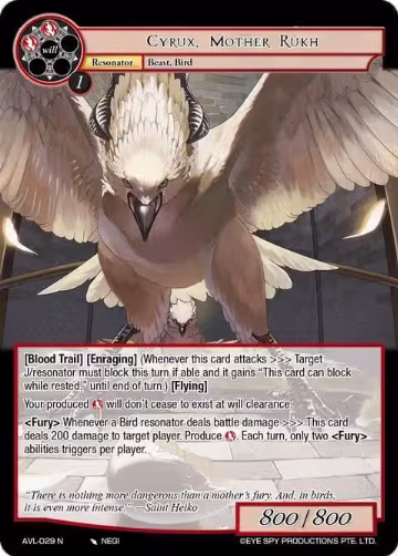 Cyrux, Mother Rukh (AVL-029 N), Attack on Velmardia — Force of Will card price