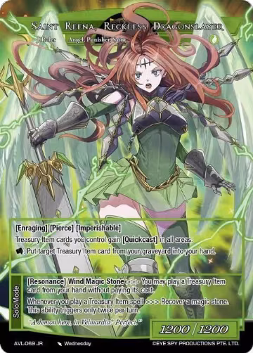 Twilight Hunter, Saint Reena // Saint Reena, Reckless Dragonslayer (AVL-069 JR), Attack on Velmardia — Force of Will card price