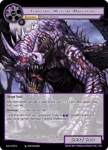 Flaretail Hellfire Hatchling (AVL-076 N), Attack on Velmardia — Force of Will card price