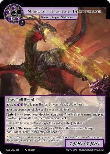 Nidhogg, Flaretail Deathbringer (AVL-080 SR), Attack on Velmardia — Force of Will card price