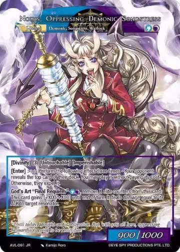 Sylthmir's Mastermind, Noihs // Noihs, Oppressing Demonic Songstress (AVL-091 JR), Attack on Velmardia — Force of Will card price
