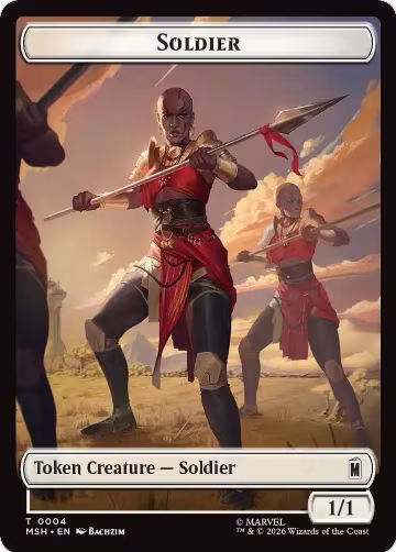 Soldier // Copy Double-Sided Token (4 // 1), Commander: Marvel Super Heroes — Magic card price