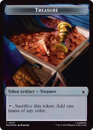 Treasure (0027) // Bird (0021) Double-Sided Token (Surge Foil) (27 // 21), Commander: Marvel Super Heroes — Magic card price