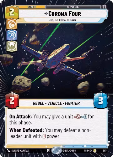 Corona Four - Justice for Alderaan (Hyperspace) (307), Ashes of the Empire — Star Wars card price