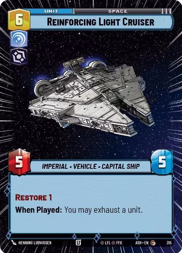 Reinforcing Light Cruiser (Hyperspace) (315), Ashes of the Empire — Star Wars card price