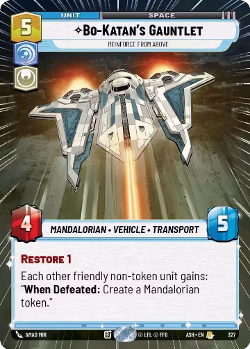 Bo-Katan's Gauntlet - Reinforce from Above (Hyperspace) (327), Ashes of the Empire — Star Wars card price