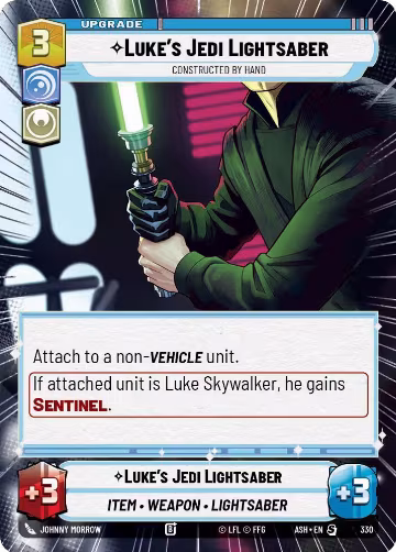 Luke's Jedi Lightsaber - Constructed by Hand (Hyperspace) (330), Ashes of the Empire — Star Wars card price