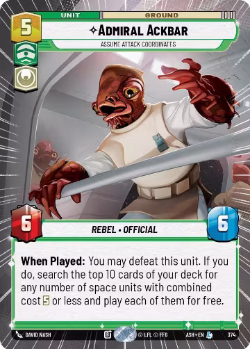 Admiral Ackbar - Assume Attack Coordinates (Hyperspace) (374), Ashes of the Empire — Star Wars card price