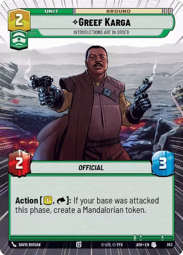 Greef Karga - Introductions are in Order (Hyperspace) (383), Ashes of the Empire — Star Wars card price