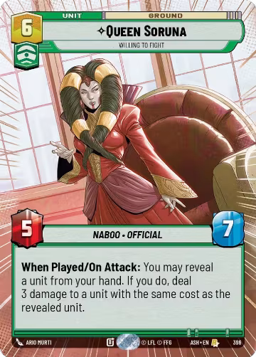 Queen Soruna - Willing to Fight (Hyperspace) (396), Ashes of the Empire — Star Wars card price