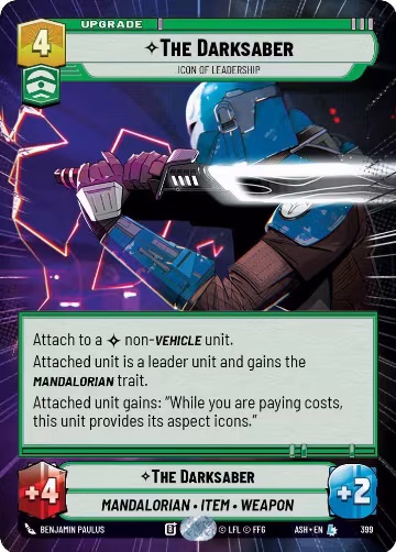 The Darksaber - Icon of Leadership (Hyperspace) (399), Ashes of the Empire — Star Wars card price