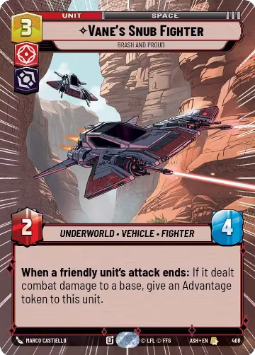 Vane's Snub Fighter - Brash and Proud (Hyperspace) (408), Ashes of the Empire — Star Wars card price