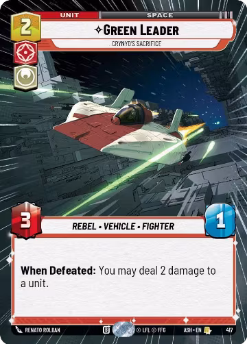 Green Leader - Crynyd's Sacrifice (Hyperspace) (417), Ashes of the Empire — Star Wars card price
