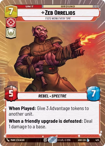 Zeb Orrelios - Fists Work Every Time (Hyperspace) (425), Ashes of the Empire — Star Wars card price