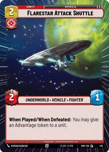 Flarestar Attack Shuttle (Hyperspace) (431), Ashes of the Empire — Star Wars card price