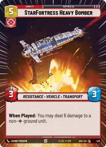 StarFortress Heavy Bomber (Hyperspace) (438), Ashes of the Empire — Star Wars card price