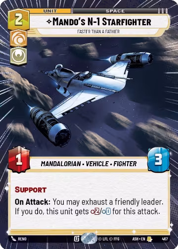 Mando's N-1 Starfighter - Faster than a Fathier (Hyperspace) (467), Ashes of the Empire — Star Wars card price