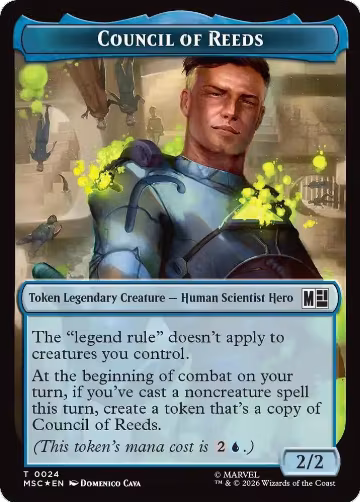 Council of Reeds (0024) // Merfolk (0024) Double-Sided Token (Surge Foil) (24 // 24), Commander: Marvel Super Heroes — Magic card price