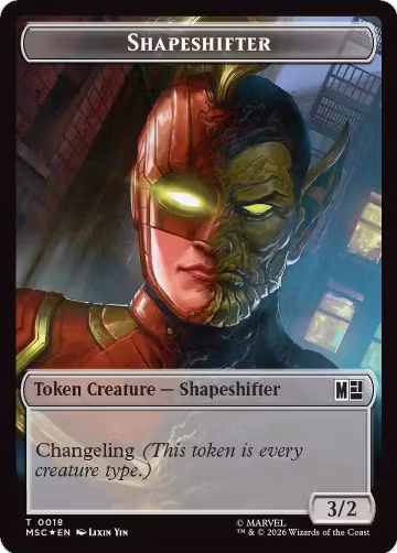 Shapeshifter (0018) // Villain (0025) Double-Sided Token (Surge Foil) (18 // 25), Commander: Marvel Super Heroes — Magic card price