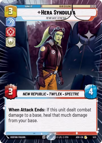 Hera Syndulla - Renegade General (Hyperspace Foil) (533), Ashes of the Empire — Star Wars card price