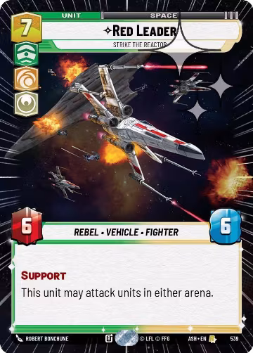 Red Leader - Strike the Reactor (Hyperspace Foil) (539), Ashes of the Empire — Star Wars card price