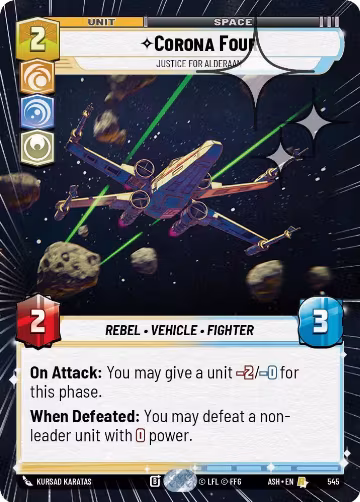 Corona Four - Justice for Alderaan (Hyperspace Foil) (545), Ashes of the Empire — Star Wars card price