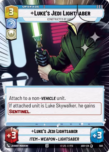 Luke's Jedi Lightsaber - Constructed by Hand (Hyperspace Foil) (568), Ashes of the Empire — Star Wars card price