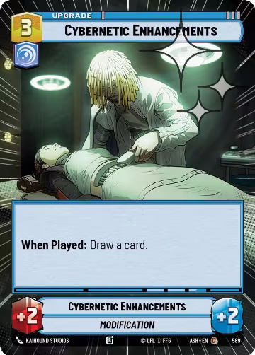 Cybernetic Enhancements (Hyperspace Foil) (589), Ashes of the Empire — Star Wars card price