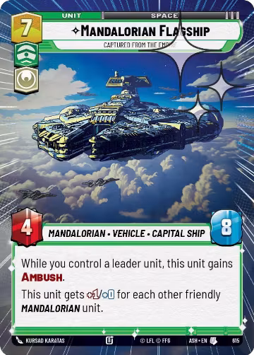 Mandalorian Flagship - Captured from the Empire (Hyperspace Foil) (615), Ashes of the Empire — Star Wars card price