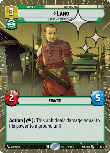 Lang - Arrogant Mercenary (Hyperspace Foil) (625), Ashes of the Empire — Star Wars card price