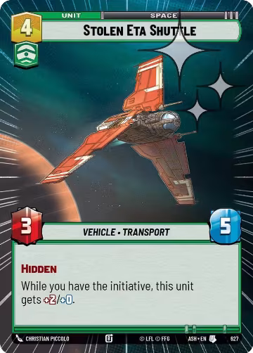 Stolen Eta Shuttle (Hyperspace Foil) (627), Ashes of the Empire — Star Wars card price
