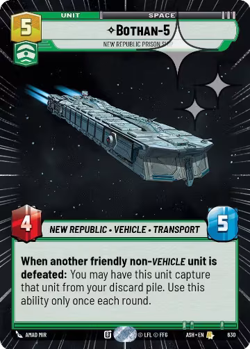 Bothan-5 - New Republic Prison Ship (Hyperspace Foil) (630), Ashes of the Empire — Star Wars card price