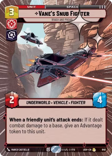 Vane's Snub Fighter - Brash and Proud (Hyperspace Foil) (646), Ashes of the Empire — Star Wars card price